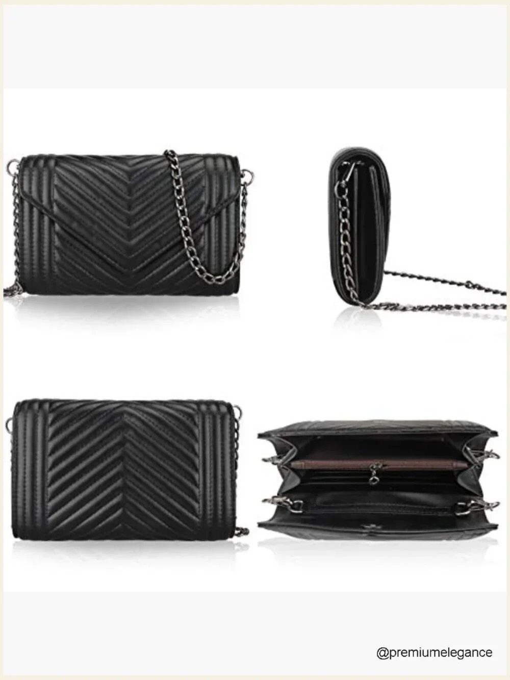 Small Quilted Leather Crossbody Bag with Chain Strap